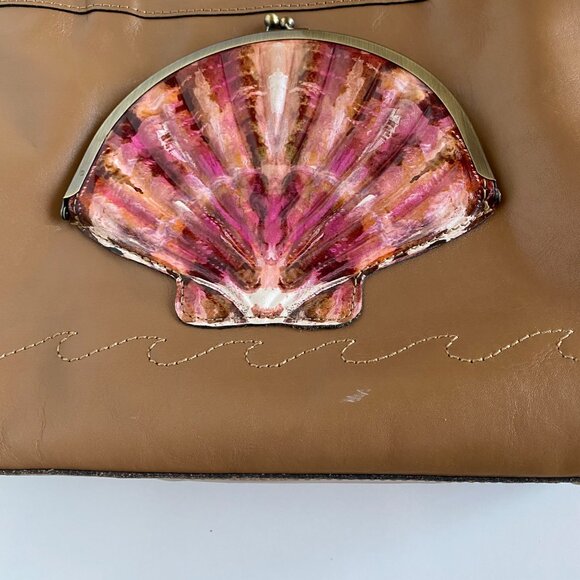 Patricia Nash Poppy Tote Leather w Seashells by the Seashore Scarf Tan Naturale - Picture 5 of 16